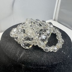 Vintage Art Deco Era Faceted Rock Crystal Strung on Silver Tone Chain Necklace