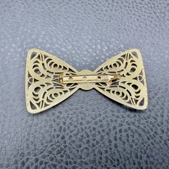 Vintage Brooch Gold Tone Filigree Bow Art Deco Style Pin Ornate Fashion Jewelry