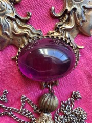Antique Victorian Long Figural Pendant Necklace Hellenistic Revival Soldiers