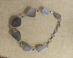 925 Sterling Silver Larimar Blue Stone Link Bracelet 9.5″ 7.95g Adjustable