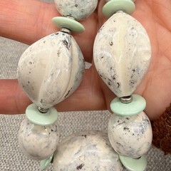 Vintage Necklace Mottled Speckled Metal Beads 17 Inches