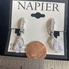 Napier Silver Tone Drop Dangle Clip On Earrings