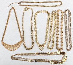 Vintage to Now Lot of 8 Gold tone Necklaces – 2 signed Liz Claiborne