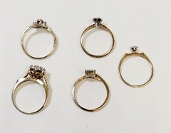 5 Vintage Brass Wedding Rings Salesman Samples No Stones Size 5.5 To 6.5