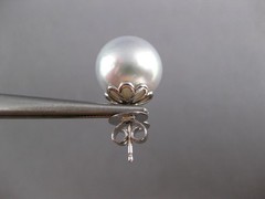 .99CT DIAMOND & AAA SAPPHIRE & SOUTH SEA PEARL 18K WHITE GOLD OVAL STUD EARRINGS