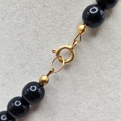 VINTAGE Art Deco Black and Copper Tone Statement Beaded Necklace