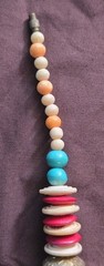 Vintage Boho Tribal Style Disc Bead Necklace Mixed Material Chunky