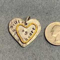 Pendant Be Still My Heart Silver Gold Rope Valentine Love Retro BoHo Vintage