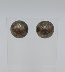 VTG 925 Dome Stud Earrings 0.5in Sterling Silver 3.85g Etched Swirl Estate READ