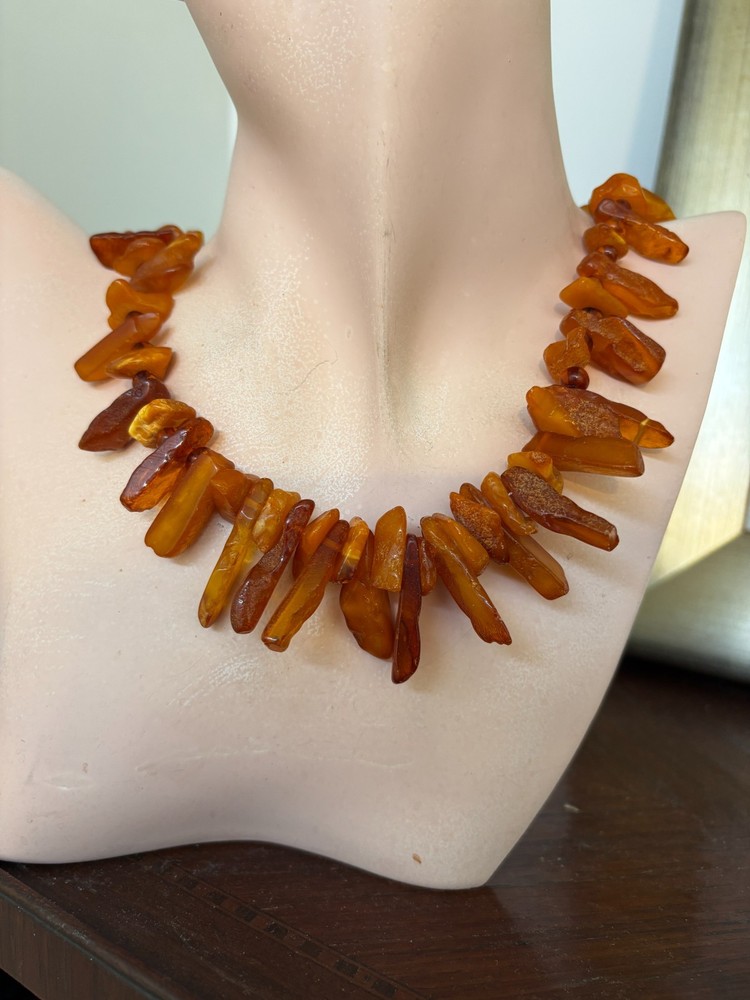 UnusuallyLarge Vintage Natural unpolished baltic Amber Necklace & Earrings