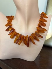 UnusuallyLarge Vintage Natural unpolished baltic Amber Necklace & Earrings