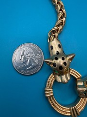 Catwalk Jon Necklace Earring Set Leopard Head Gold Tone Designer Runway Signed