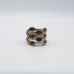 Vintage Red Statement Ring Size 7 to 8.5 Expandable Gold Tone