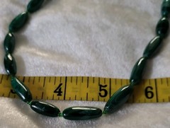 Vintage Oblong Elongated Malachite Stone Beaded Necklace