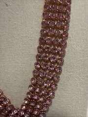 Pink Rhinestone Vee Statement Necklace Rose Gold Tone 18”