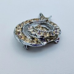 Vintage Rhinestone Ribbon Brooch Silver Tone Contemporary Minimalist