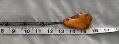 Vintage Large Egg Yolk Baltic Amber Pendant Necklace Sterling Silver Chain
