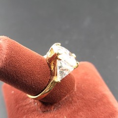 Vtg Sz 7 Ring Teardrop w/ Triangles Cubic Zirconia 18KGE Fashion Jewelry STG#6