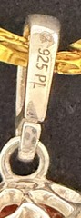 PL Modernist 925 Sterling Silver Open Work Scroll Design Amber Slide Pendant