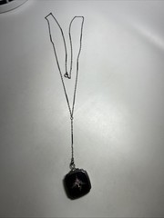 Antique Art Deco Sterling Silver Flower Basket Enamel Locket Necklace