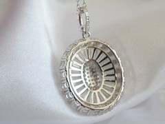Antique Style Sterling Silver 925 Baguette Cluster CZ Large Pendant Necklace 18″