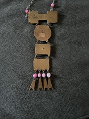 Vintage Casa Maya Mexico Necklace Copper Brass Pink Color Beads —