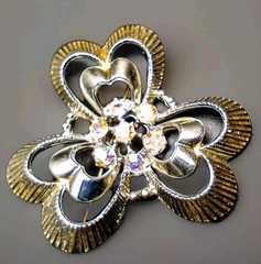 Vintage 3 Piece Set Brooch And Clip-On Earrings Aurora Borealis Rhinestones
