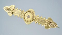 Devine Antique Victorian Etruscan 15K Gold Diamond Floral Brooch Pin Pendant