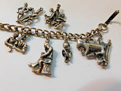 Vintage Ten Commandments Charm Bracelet | 10 Religious Charms | Moses Bible