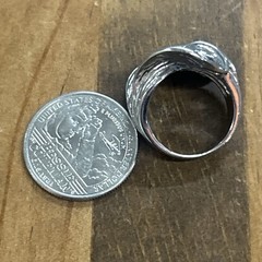 Silver Tone Open Work Irregular Modernist Ring Size 7