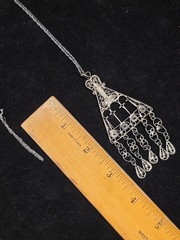 Vintage Yemeni Necklace Ethnic Chandelier Filigree Israeli Silver 925 Oriental