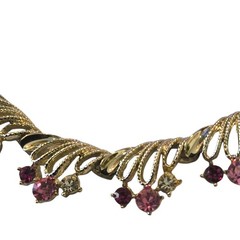 Vintage Coro Pink Rhinestone Necklace Gold Tone 1950s 1960s Pinecone Extender