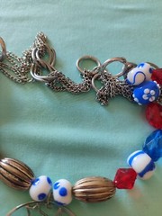 Red White Blue America 4th Of July Acrylic And Lamp work Art Glass Necklace