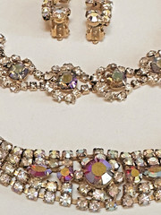 Estate VNTG Rainbow Clear AB Rhinestone High Sparkle Necklace Bracelet Earrings
