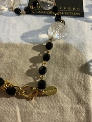 Joan Rivers Czech Republic Black & Clear Faceted Beaded Necklace Gold Tone