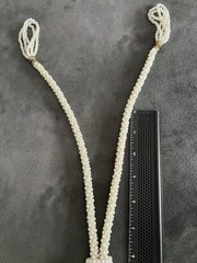 Vintage Faux Pearl Lariat Necklace Knotted Tassel Rope Style Costume Jewelry