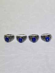 4pc Lot Size 12 Men US Army Military Rings Blue Sapphire Simulated Stone Bulk