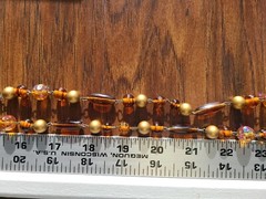 Marvella Amber Colored Glass Gold Beads With Metal Connectors Signed Slide Clasp
