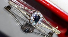 14k yellow gold 0.80ct sapphire, topaz pin brooch heated vintage 3.20gr N3810