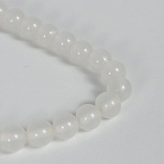 Vintage Translucent White Glass Beaded Necklace 30 In Sprint Ring Clasp 6.3mm
