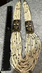 Vintage Necklace Multi Strand cream Seed Bead brass Round Beads 26″ long