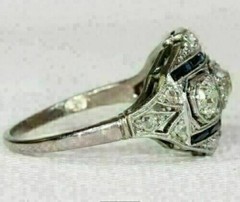Trilogy Sparkle 2.Ct Simulated Diamond Art Deco Style Engagement Ring 925 Silver