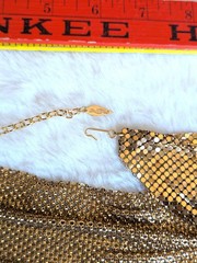 Vintage Signed Whiting & Davis Gold-tone Mesh Bib Necklace