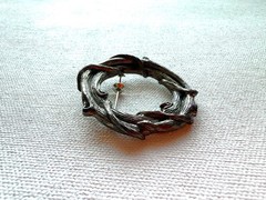 Mignon Faget Vintage Sterling Silver Pin Brooch Fences Collection, 23g, 45mm Dia