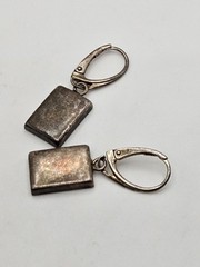 Vintage Sterling Silver Multicolor Amber Inlay Dangle Petite Earrings