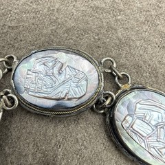 VTG 800 Silver & Gold Italy Carved Cameo Bracelet 7 Greek Gods Days Week 7.25”