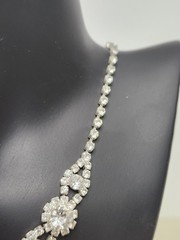 Vintage Signed ICING Silver Tone Rhinestone Necklace – 15″
