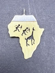 Vintage SUXO .925 Sterling Silver & Bone Continent of Africa Pendant or Charm S1