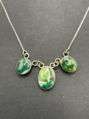 Vintage 15″ Sterling Silver Green Turquoise Necklace 925 6 Grams G3
