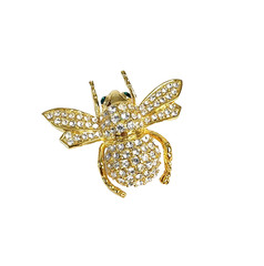 Rhinestone Bug Brooch, Green Eyed Bug, Costume Fashion Jewelry